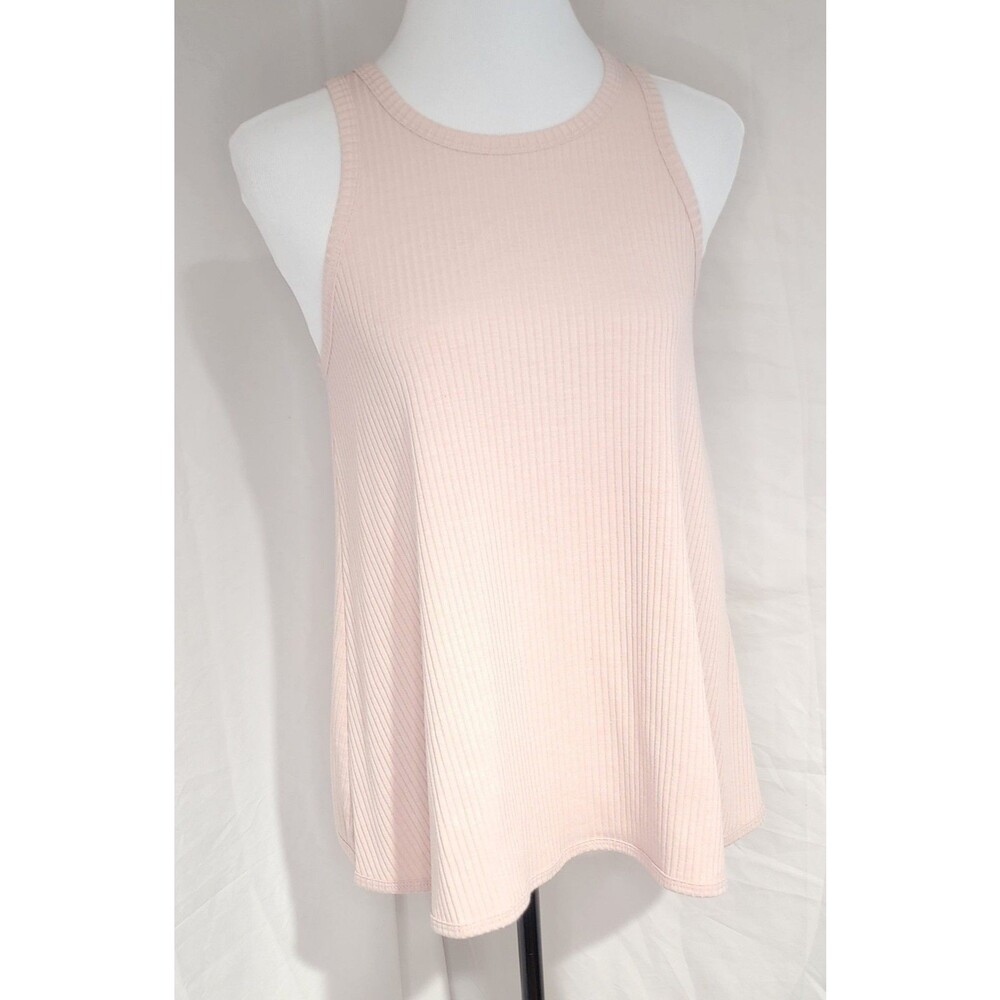 Betsey Johnson Pink Ribbed Tank Top Womens Small Cinched Back Stretch Y2K Fitted